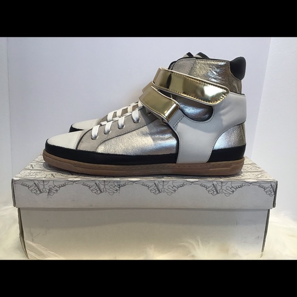 🎁 MAJE NIB GOLD HIGH TOP SNEAKERS SIZE 8 🎁 - Picture 10 of 12